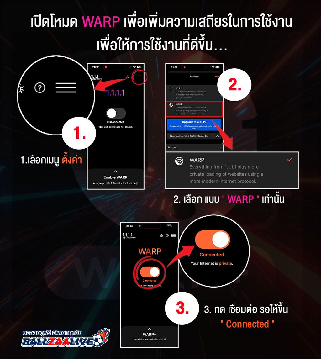 โหมด warp 1.1.1.1